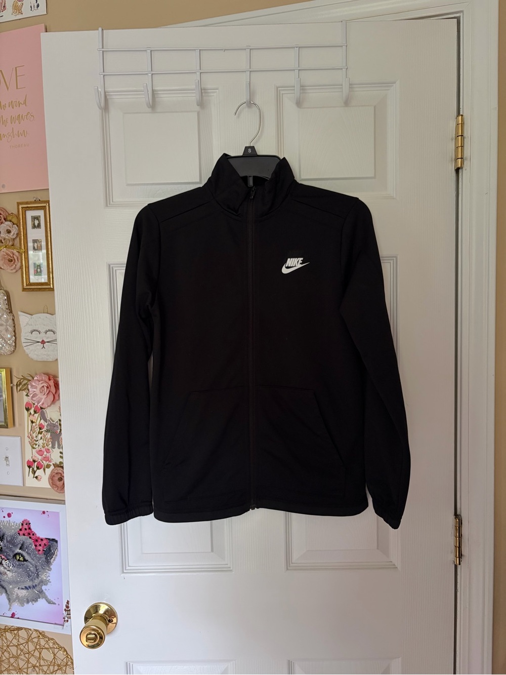 Nike Black Zip-Up Jacket with White Swoosh Accent
